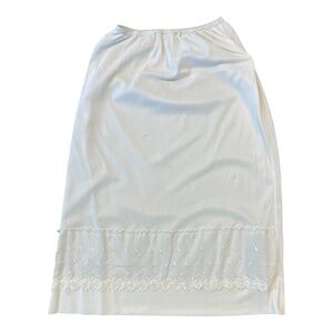 Womens White Vintage Half Slip Lingerie Solid Eyelet Nylon Elastic Waist S